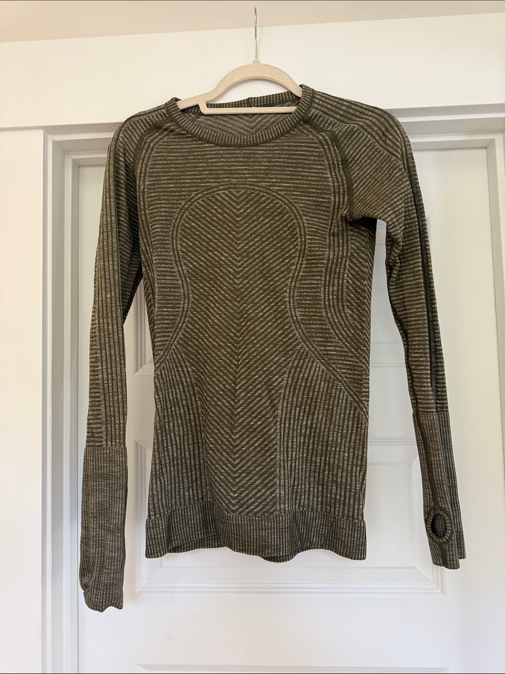 lululemon athletica Olive Green Ribbed Crewneck Sweater